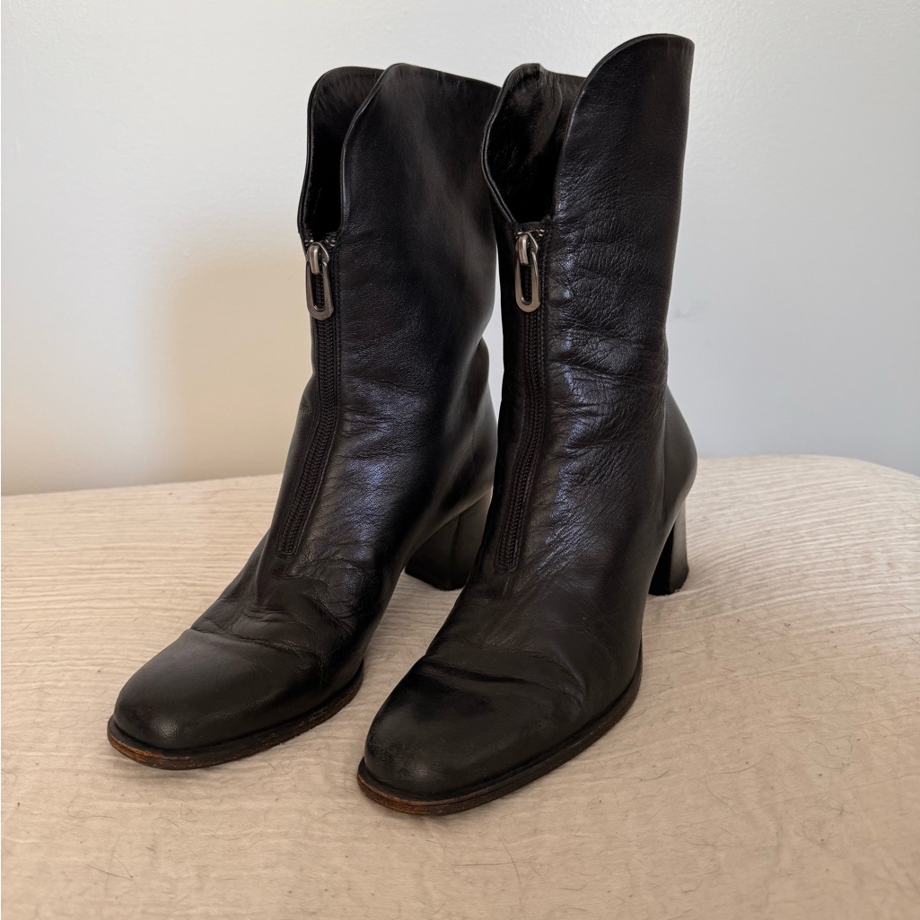 Vintage Botticelli Leather Zip Up Boots Size 38